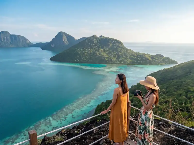 Iconic view of the lagoon from the Bohey Dulang peak Nusakuya Resort