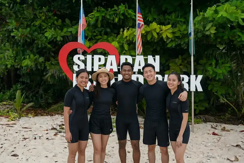 Official sign board at the Sipadan Island Marine Park Nusakuya Resort